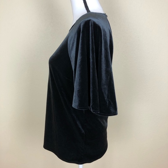 Lauren Ralph Lauren Velvet Short Sleeve Top Womens Petite Size PS Gray Pullover - Picture 3 of 7